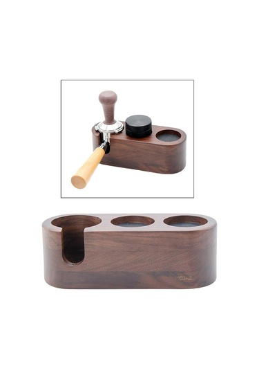 Suntek Kahve Filtresi Sabotaj Tutucu Ahşap Espresso Sabotaj Mat Standı 3 Delik 58mm