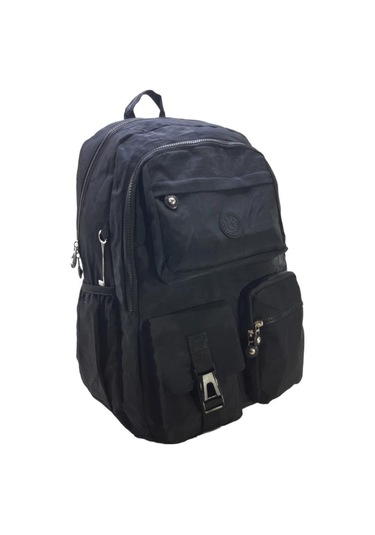 Klinkır Okul Çantası Lise Ortaokul Üniversite Kadın Sırt Çantası Hafif Kumaş Çok Cepli Siyah