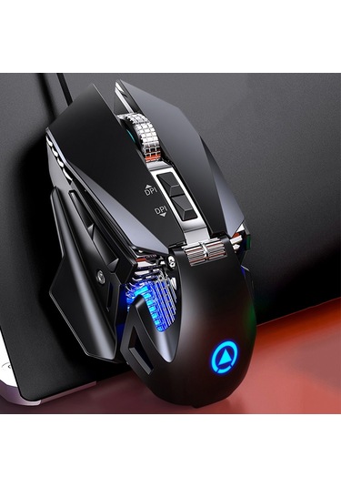 Yındıao G10 7200dpı 7 Modlu Ayarlanabilir 7 Tuşlu Rgb Işık Kablolu Metal Mekanik Sert Çekirdekli Makro Fare, Stil: Ses Sürümü Siyah Diğer