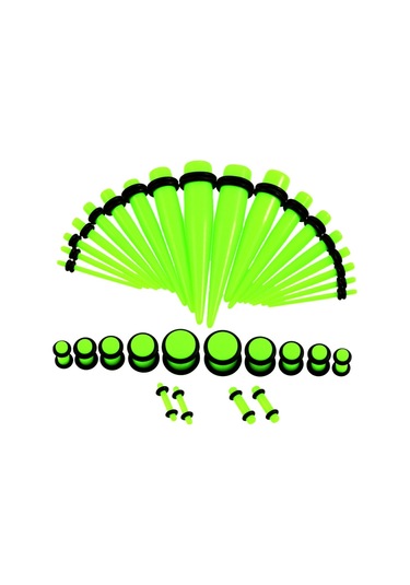 Sones 36 Adet Unisex Akrilik Kulak Genişletme Kulak Genişletici 14g-00g Aksesuar Seti Yeşil