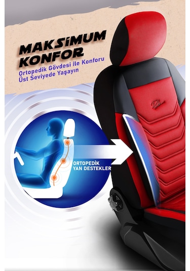 Kırmızı Panda Peru Serisi Pike Kumaş Ön İki Oto Koltuk Kılıfı