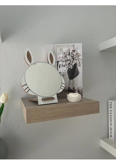 Masaüstü Beyaz Renk Hediyelik Dekoratif Makyaj Aynasi,Tavşan Kula