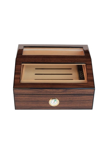 Falconetti İspanyol Sediri 2 Kat Camlı Kahverengi Humidor Puro Kutusu Ra93ak