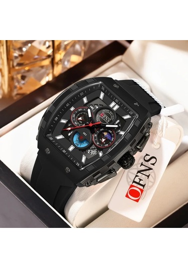 Elmpaly Ofns Erkek Digital Analog Kadranlı Gece Işıklı Suya Dayanıklı Çizilmeye Dayanıklı Kronometre Dünya Saati Siyah Gümüş Kol Saati Diğer