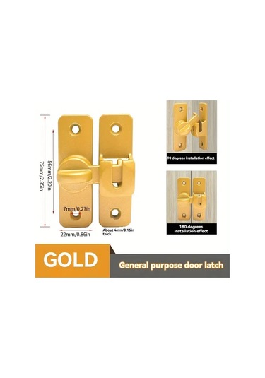 Gateesat Dayanıklı Sürgülü Kapı Kilidi -180 +90 Sıcaklık Direnci Altın Renk Kolay Kurulum