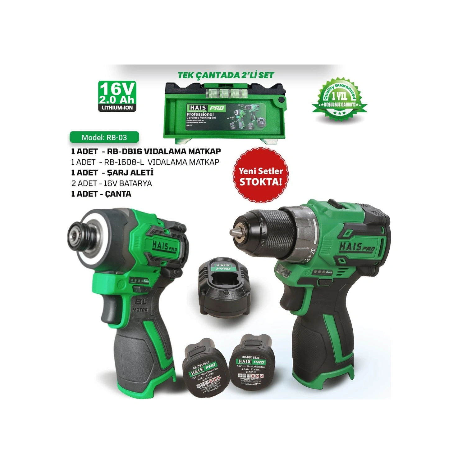 Haispro RB-03 2x2AH 2'li Akülü Set