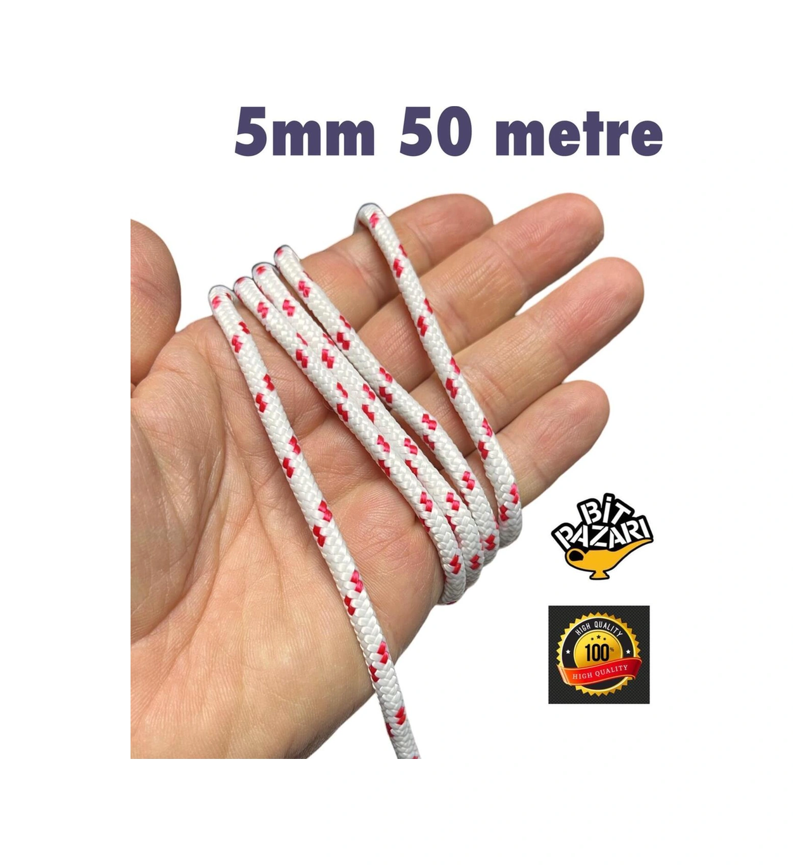 5mm 50 Metre İpek Halat , İskota Halat , Salıncak İpi , Bağlama İpi - Hamak İpi