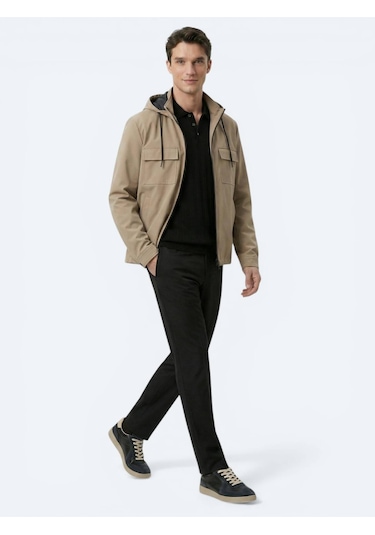 Kip Açık Kahve Regular Fit Kapüşonlu Casual Dokuma Mont Kahverengi