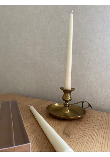 Şamdan Mum - 2 'lü Set % 100 Soya Wax Doğal Mum Doğal Renk
