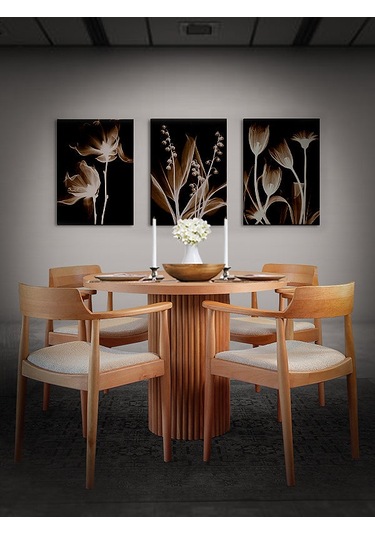 Sardes İskandinav Natural Ahşap Masa Sandalye Takımı 90x90 Natural