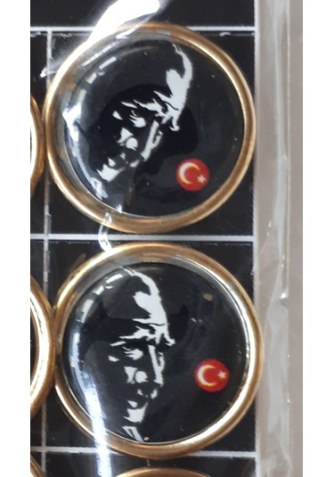 Atatürk Yaka Rozeti Siyah Resim Sarı Çerçeve 2CM 30 Adetli Paket