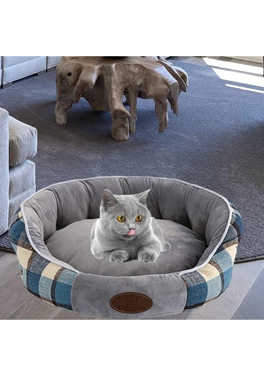 Suntek Sıcak Kafes Kediler Köpekler Yatak Kısa Peluş Mavi