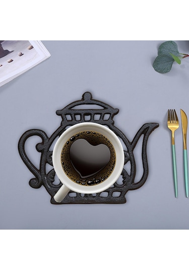 Homyl Çaydanlık Isı Mat Potholder Noslip Dökme Demir Içi Siyah