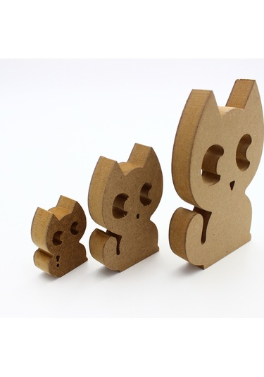 Na Neşeli Ahşap Ahşap Şirin Kedi Figürü 3 Lü Takım 15cm 10cm 6cm Ahşap Boyama Ürünü.boyama Etkinliği.okul Öncesi Model 3lüşirinkediboyasız