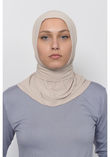 Çıtçıtlı Hazır Eşarp Hijap Krem