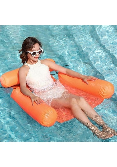 Bloomnest Yüzme Havuzu Plaj Su Hamağı Hava Yatağı Şezlong Yüzen Uyku Minderi Katlanabilir Şişme Hava Yatağı Yatak Sandalye Mavi - Çocuklar İçin Güvenli Ve Dayanıklı Mavi