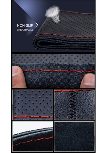 Fiat Albea 2002-2005 Direksiyon Kılıfı / Kırmızı Dikişli 05