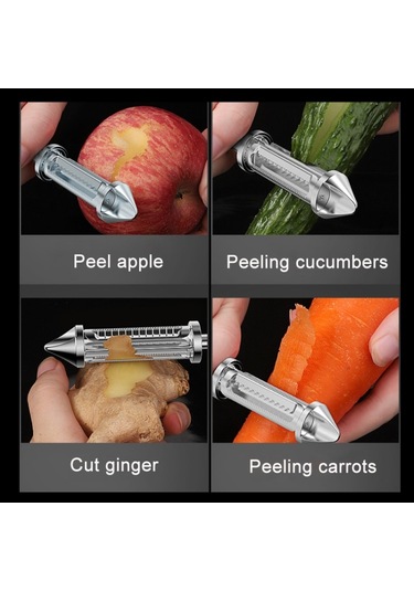 3'ü 1 Arada 1 Çok Fonksiyonlu Paslanmaz Çelik Meyve Soyma Bıçağı, Boyut:3'ü 1'de Diğer