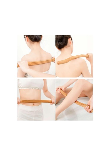 Homyl Doğal Guasha Kazıma Çubuğu Masaj Aletleri Tam Arka 52cm Kahverengi