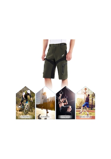 Arsuxeo Erkekler Bisiklet Şort Çabuk Kuruyan Nefes Açık Spor L Siyah