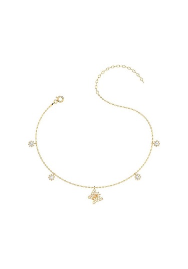 İndigo Takı Minik Kelebek Altın Kaplama Gümüş Halhal Çok Renkli