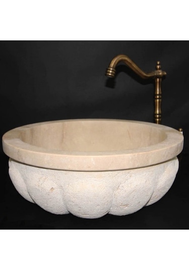 Traverten Kavun Dilimli Mucartalı Lavabo