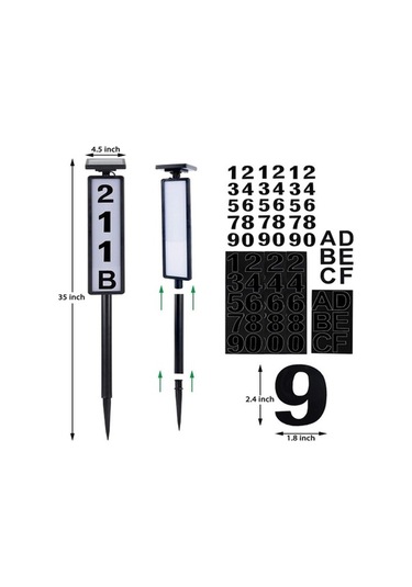 Novahub Güneş Ev Numarası Dijital Aydınlatmalı Toprak Fişi Beyaz+sıcak Işık Su Geçirmez Ev Işığı