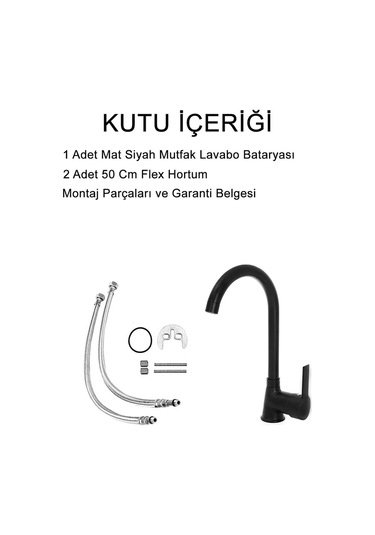 Mat Siyah Delta Mutfak Lavabo Bataryası Aç Kapa Sıcak Soğuk Su Girişli Musluk Siyah
