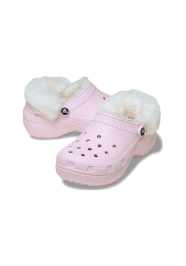 Crocs Classic Platform Fuzz Lined Clog Pink Milk Terlik 212854-6zw Pembe