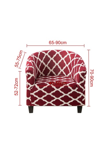 Sones Elastik Her Şey Dahil Tek Kişilik Yarım Daire Baskılı Kanepe Kılıfı Stil Kırmızı