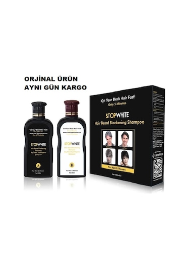 Stop Whıte Stopwhite Saç Sakal Siyahlaştırıcı Şampuan Seti 400 Ml