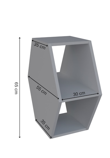Alpa Ev Mobilya Altıgen Tasarım Yan Sehpa, Modern Koltuk Yanı Ve Dekoratif Kitaplık, Salon Sehpası Traverten
