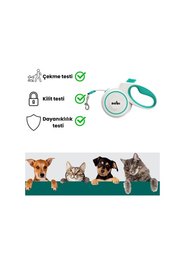 Budibu Makaralı Otomatik Geri Çekilebilen Kedi Köpek Gezdirme Tasması S Max 15 KG