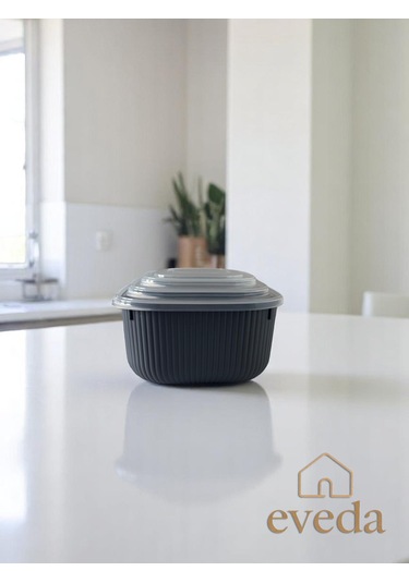 Eveda Snaplid Line Kare Üçlü Set Antrasit