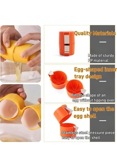 Ulzyvf Yumurta Kabuğu Açacağı, Taşınabilir Çiğ Yumurta Kırma Aleti 2025 Yeni Model Sarı Sarı