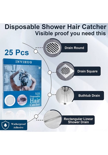 Singree Banyo Lavabo Tıkanıklığını Önleyen Tek Kullanımlık Saç Filitresi 50 Adet - 9cm Su Geçirgen Yaprak Desenli Beyaz