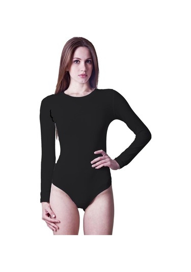 6 Adet Dono Bayan Likralı Uzun Kollu Çıtçıtlı Body 2340 Siyah