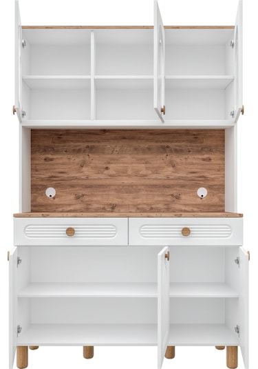 Rosa Kahve Köşesi - 140 Cm Mdf Mutfak Dolabı - Led Aydınlatmalı -