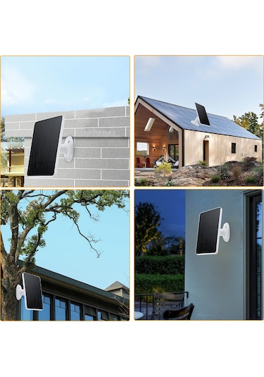 Vkemall 10w 5v Monokristal Güneş Paneli, Ip6 Su Geçirmez, Type-c/dc5521 Çıkışlı, Kapı Zili Ve Güvenlik Kamerası İçin Solar Şarj Cihazı - Siyah