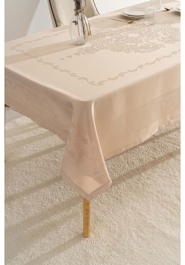 Jumbo Jakar Cappuccino Sıvı İtici Leke Tutmaz Masa Örtüsü 160x220 Cm Kahverengi