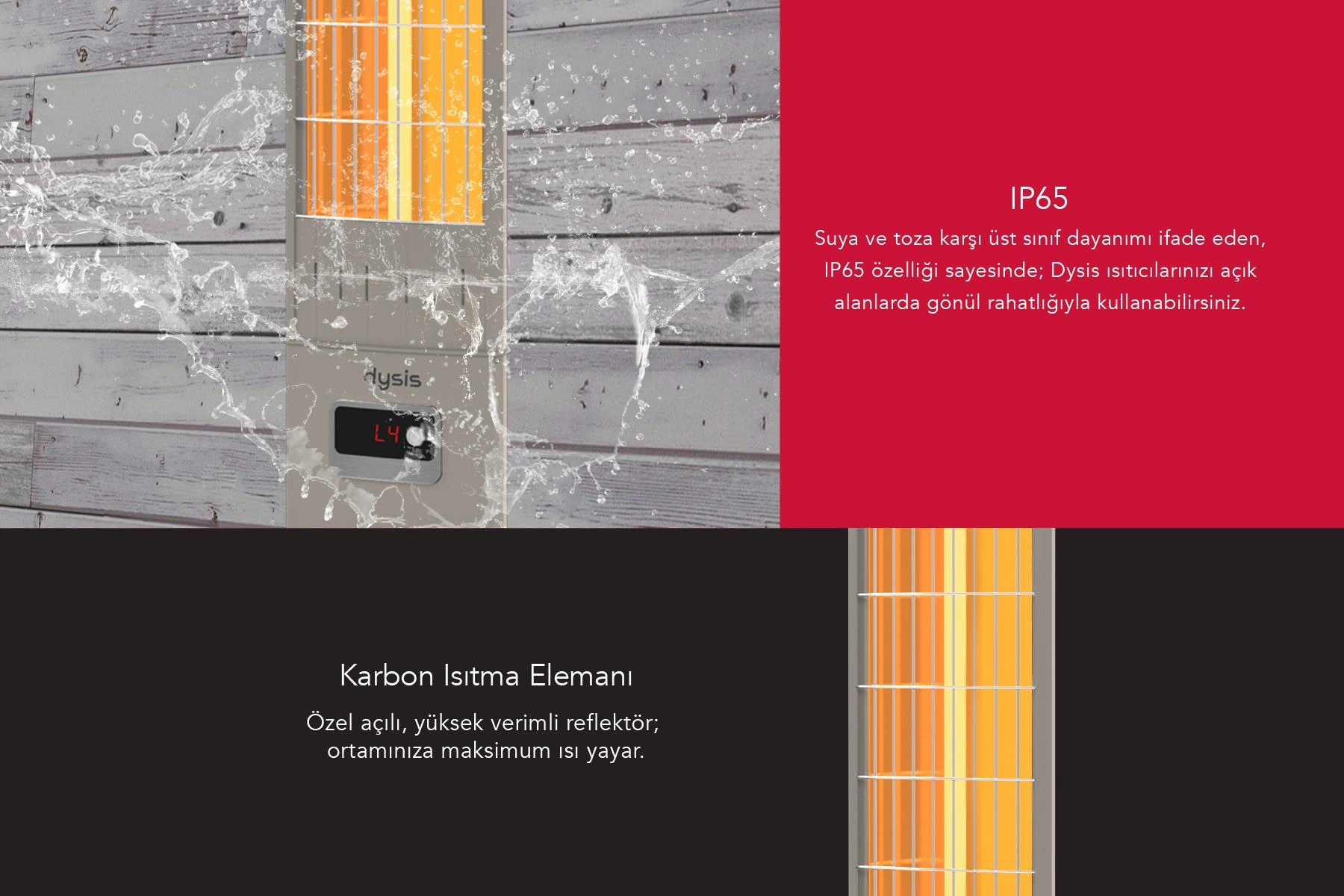 Simfer Ssx2351odre Single X Karbon Serisi Ip65 Suya-toza Dayanıklı 2300 W Bej Uzaktan Kumandalı İç/dış Mekan Isıtıcı