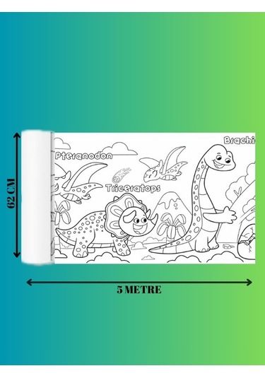 Dinozorları Öğreniyorum Eğlenceli Boyama Kağıdı 5 Metre