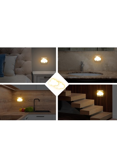 Petrix 34615 Priz Girişli Karanlık Sensörlü Gece Lambası Sarı