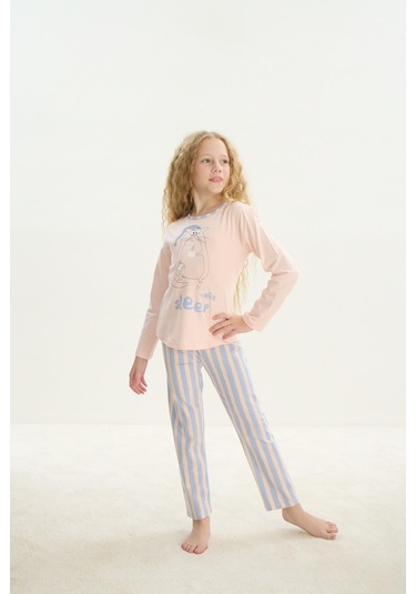 Sevim Kız Çocuk Uzun Kol Pembe Pijama Takım C4t0n7o8 001
