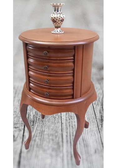 Komodin Şifonyer Model 90388 4 Çekmeceli Tahin Aslan Ayak Bombe Silindir El Yapım