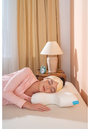 Boyun Destekli Ortopedik Visco Yastık Apne Yastığı 55x40x12/10 Cm Beyaz