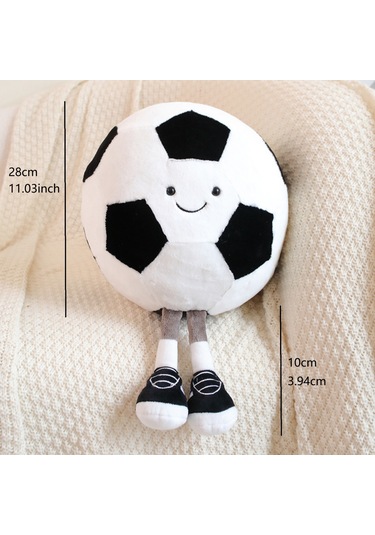 Yaozixa Futbol Desenli Yumuşak Peluş Yastık - 20cm Çap, 100% Polyester Doldurma, Elle Yıkama Önerilir Futbol
