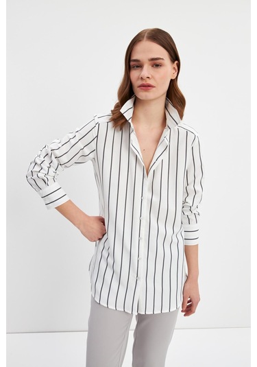 Stella Pulvis Siyah Çizgili Basic Gömlek Siyah