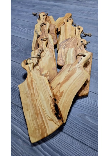 Tek Parça Yekpare Edremit Doğal Zeytin Ağacı Saplı Kesme Tahtası