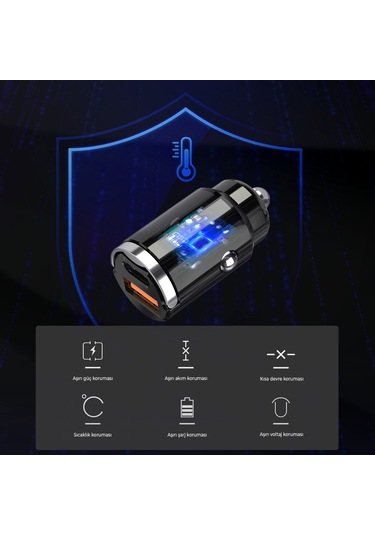Bix Bxccp45w 45w Type-c Usb-a Çift Çıkışlı Metal Araç Şarj Cihazı
